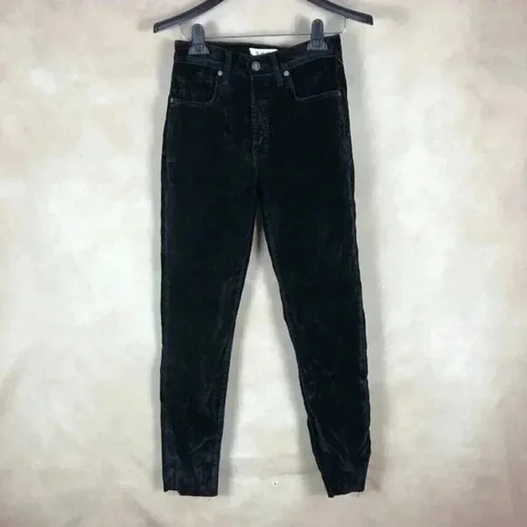 FREE PEOPLE Black Velvet Skinny Jeans Size 26 - Picture 6 of 12